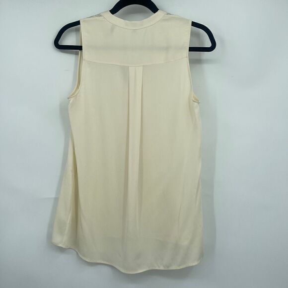 Theory Women’s Cream V-Neck Sleeveless Silk Blend Blouse Size Small - Picture 5 of 5